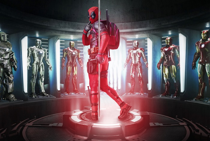 Deadpool in Iron Man's Armor Hall