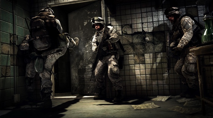 Soldiers in tactical gear in a derelict room