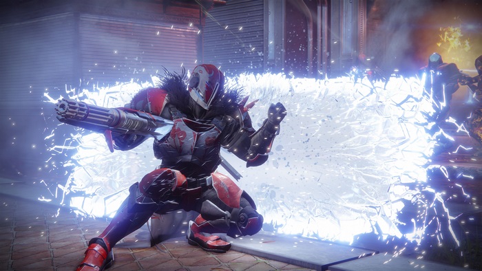 Guardian firing a minigun in Destiny 2 4K