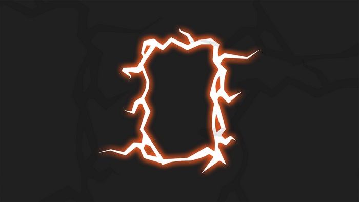 Crackling orange energy portal on dark background