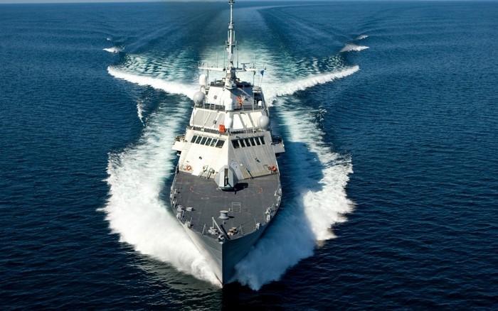 US Navy Littoral Combat Ship sailing on the ocean