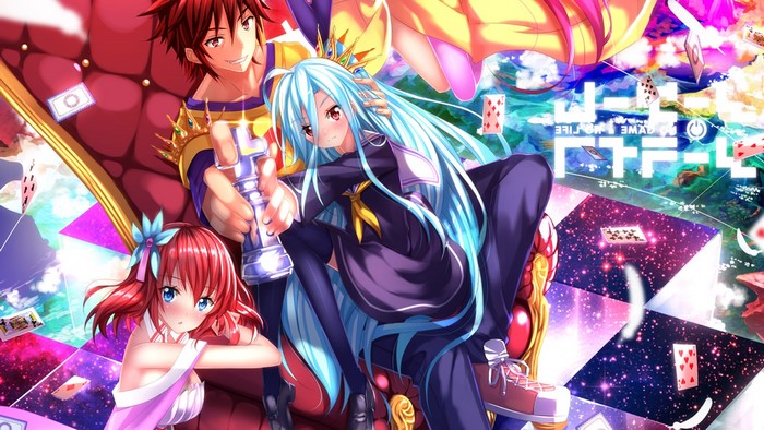 No Game No Life characters Sora, Shiro, and Stephanie Dora
