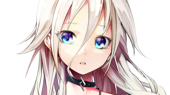IA from Vocaloid with blue eyes and blonde hair