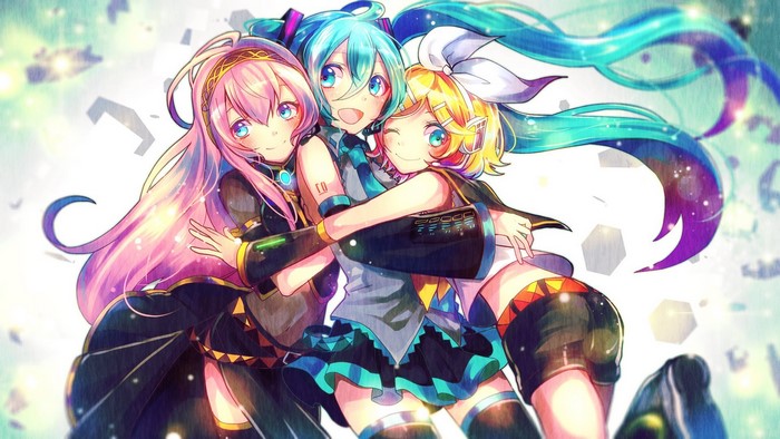 Megurine Luka, Hatsune Miku, and Kagamine Rin from Vocaloid