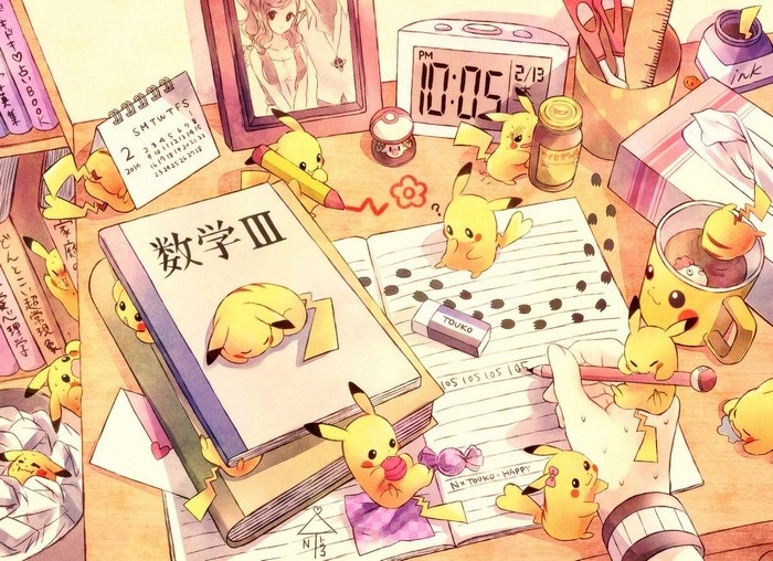 Cute Pikachu Study Desk Scene