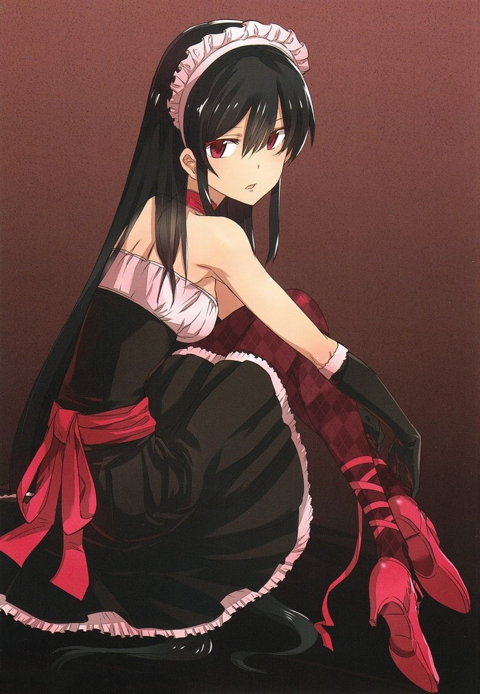 Akame from Akame ga Kill! in a maid outfit