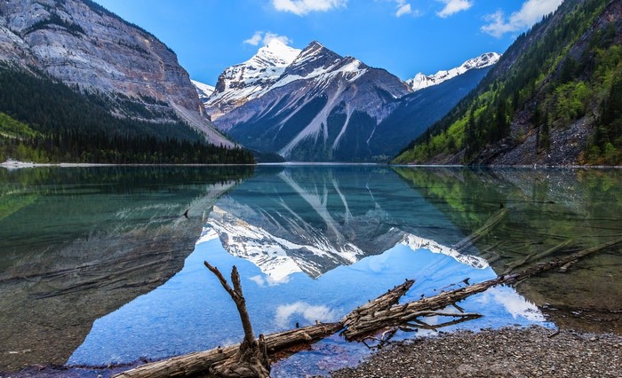 Mountain lake reflection in British Columbia, Canada