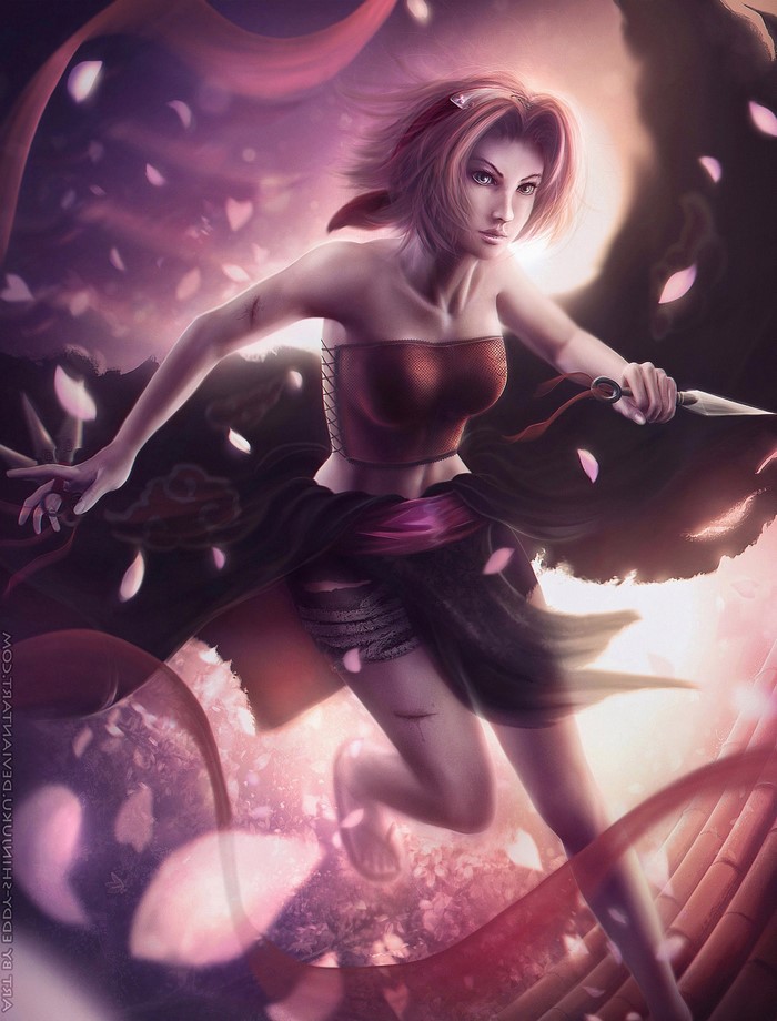 Sakura Haruno from Naruto Shippuden in action