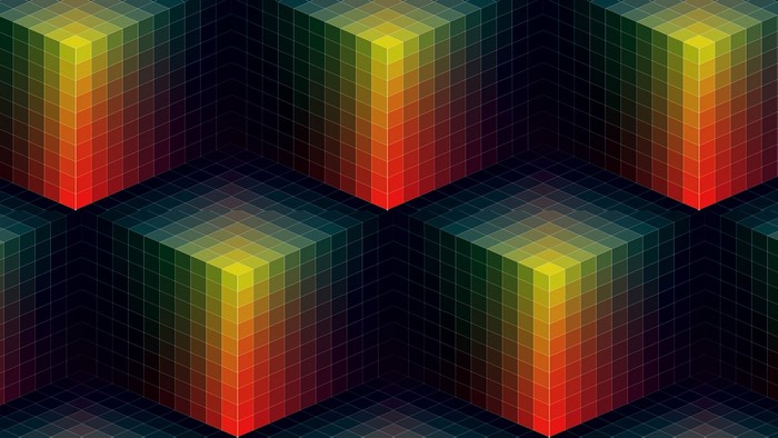 Abstract 3D cubes with colorful gradient