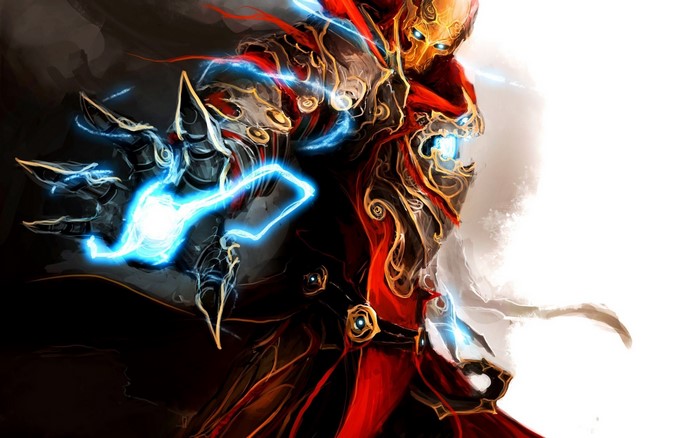 Abstract Iron Man comic art with lightning