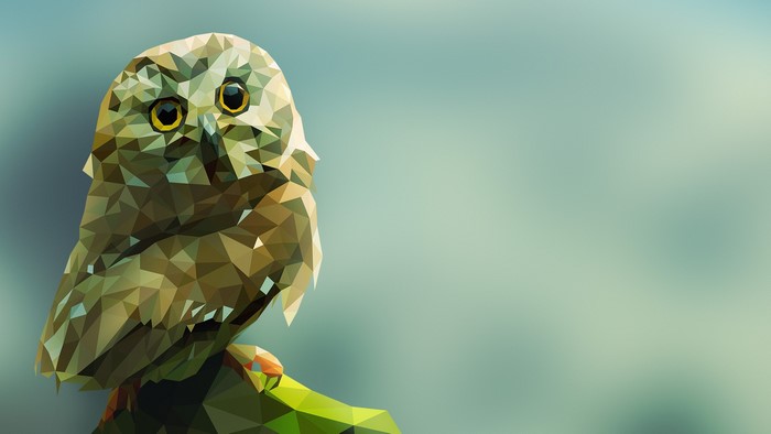 Low poly owl on a branch