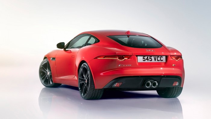 Red Jaguar F-Type Coupe Rear View