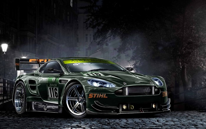 Aston Martin Gran Turismo race car with Stihl sponsorship