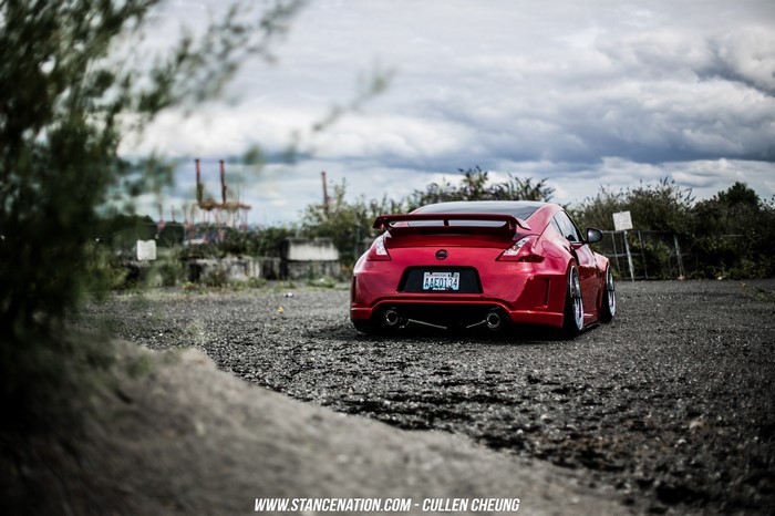 Red Nissan 370Z Stance Nation car