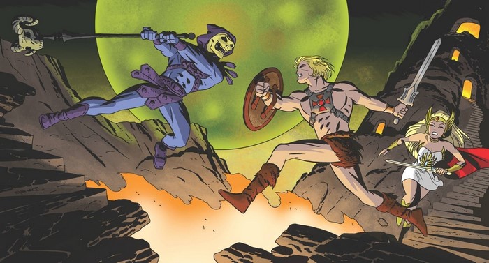 He-Man and She-Ra fight Skeletor from Masters of the Universe comics
