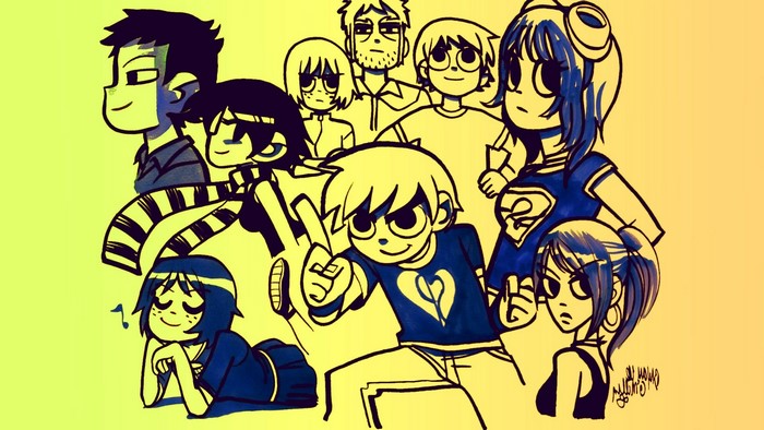 Scott Pilgrim and friends from Scott Pilgrim comics