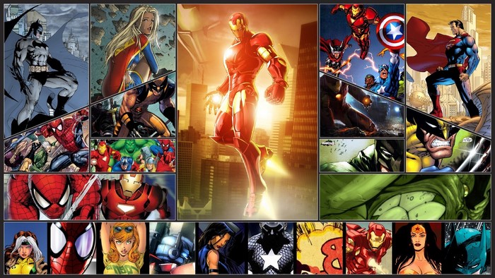 Marvel and DC Comics Superheroes Collage