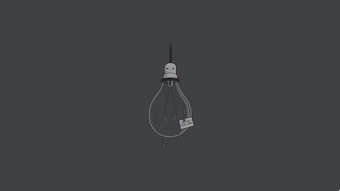 Lightbulb with suicide note