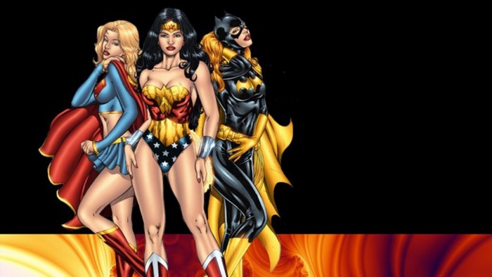 Supergirl, Wonder Woman, and Batgirl from DC Comics