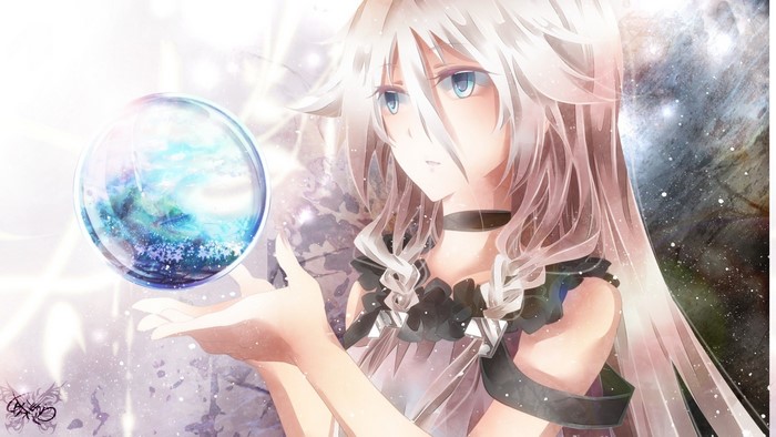 IA from Vocaloid holding a crystal ball