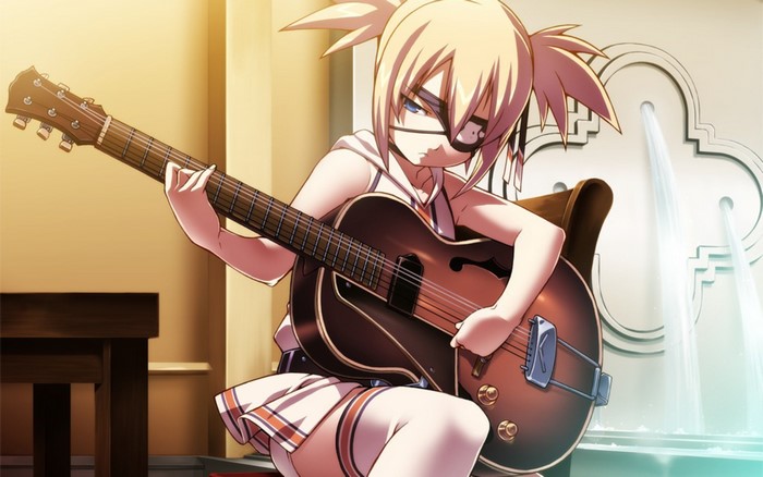 Anime girl with guitar