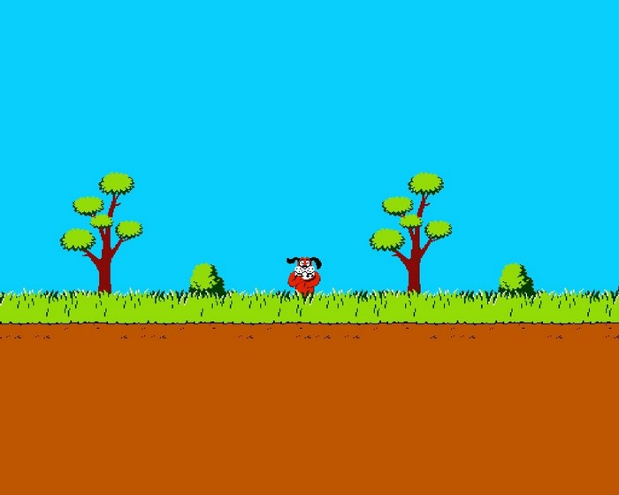 Duck Hunt dog and trees on NES