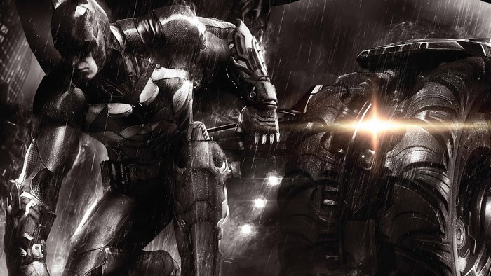 Batman from Batman: Arkham Knight with Batmobile