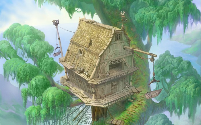 Treehouse in a fantasy forest