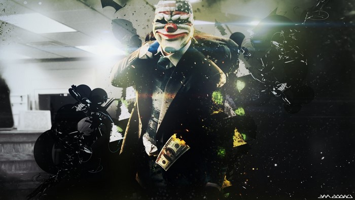 Payday 2 Clown Masked Man with Money