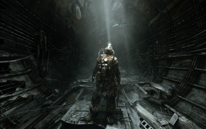 Metro 2033 Soldier in Dark Tunnel