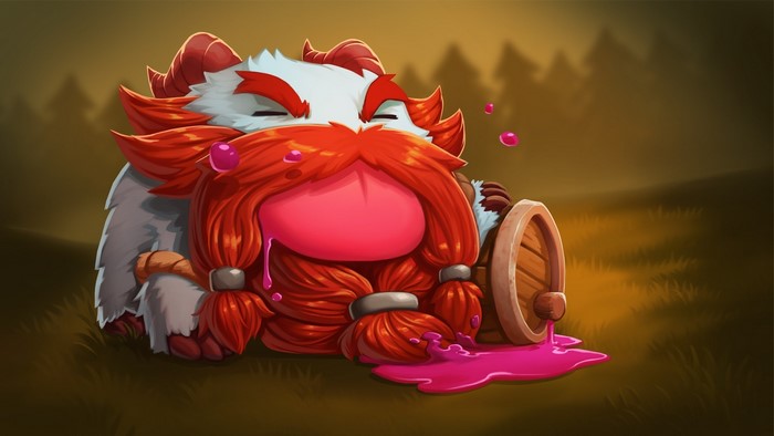 Gragas from League of Legends sleeping with a barrel