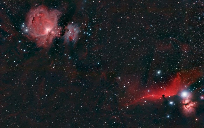 Orion Nebula and Horsehead Nebula in Space