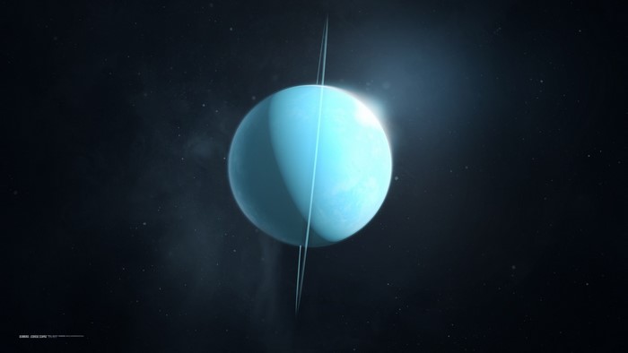 Uranus with rings in space