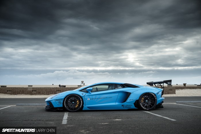 Blue Lamborghini Aventador LB Works by Liberty Walk