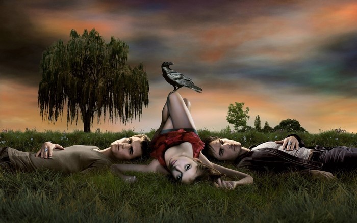 Elena Gilbert, Stefan Salvatore, and Damon Salvatore from The Vampire Diaries