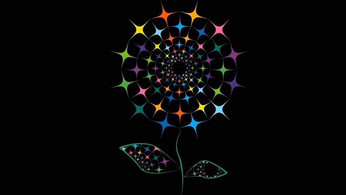 Abstract fractal flower with colorful star shapes