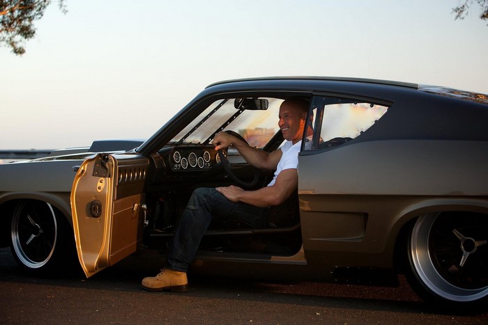 Vin Diesel in a car