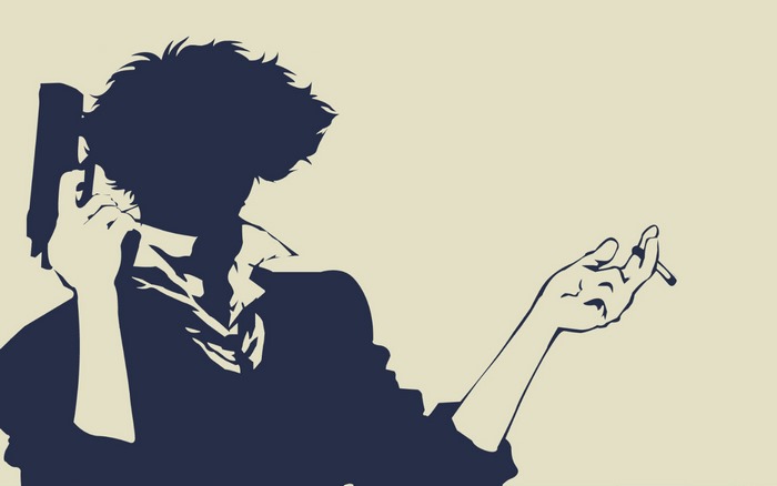 Spike Spiegel from Cowboy Bebop holding a gun