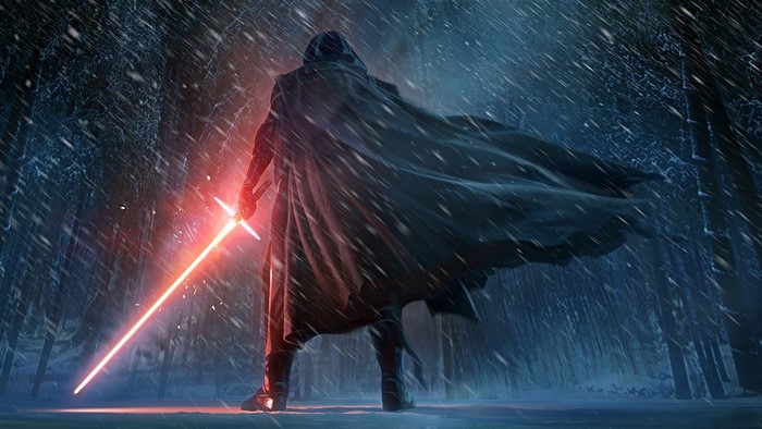 Star Wars Sith Warrior with Red Lightsaber in Snow