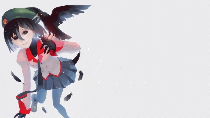Oshino Ougi from Monogatari Series with a crow