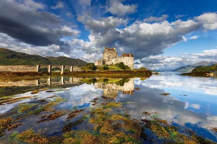 Eilean Donan Castle by Lake with Reflection