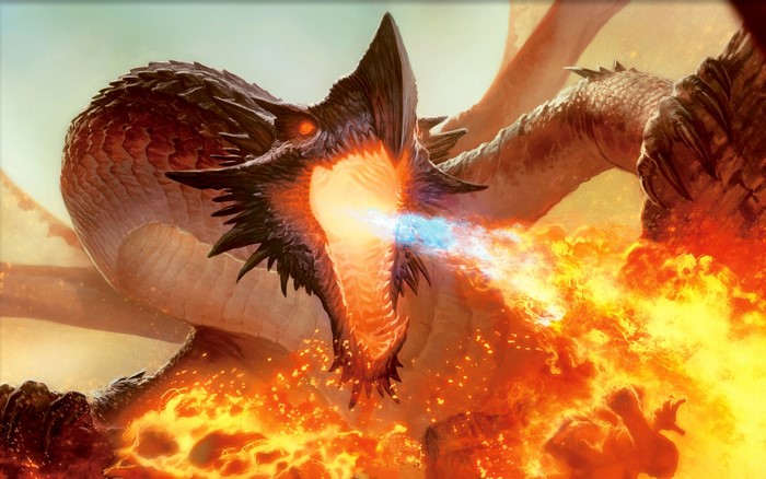 Dragon breathing fire and ice from Magic the Gathering
