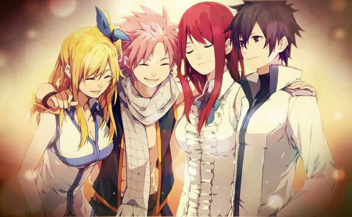Lucy, Natsu, Erza, and Gray from Fairy Tail