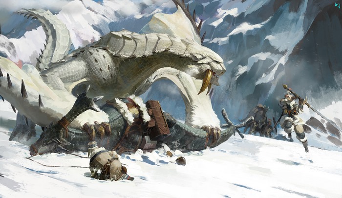 Monster Hunter Dragon Battle in Snowy Mountains