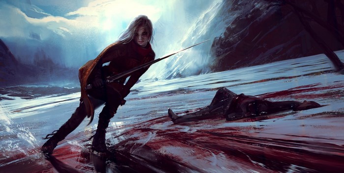 Ciri from The Witcher in a snowy landscape
