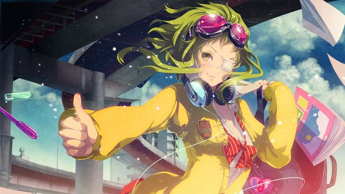 Gumi from Vocaloid giving a thumbs up