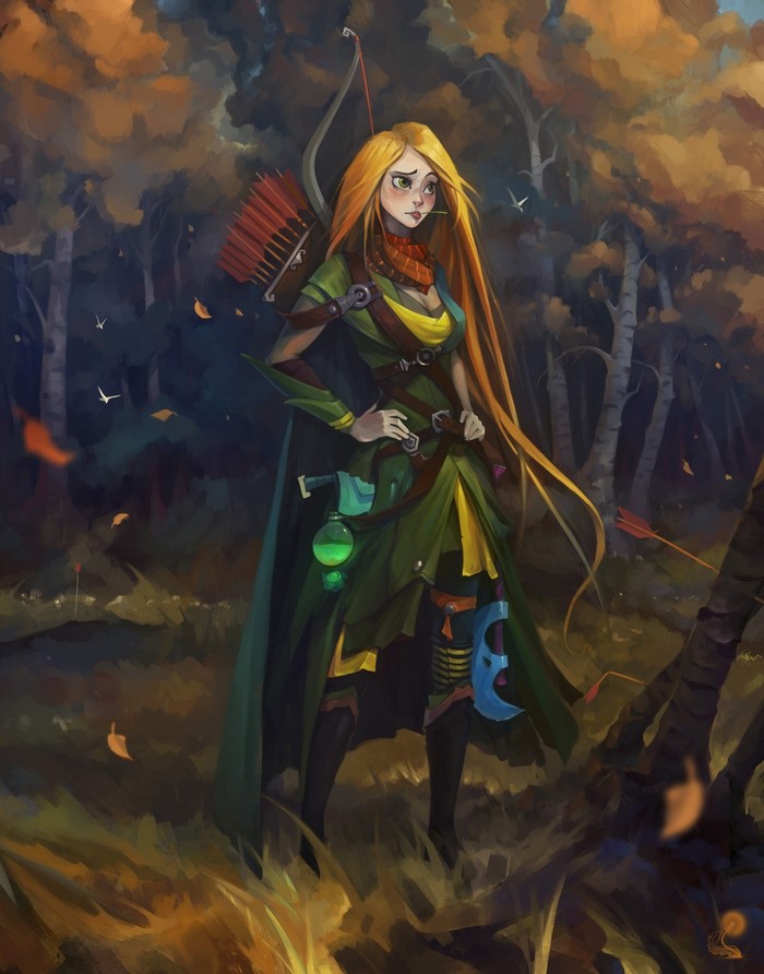 Windranger from Dota 2 in a forest