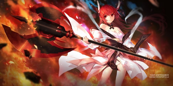 Itsuka Kotori from Date A Live with a large axe