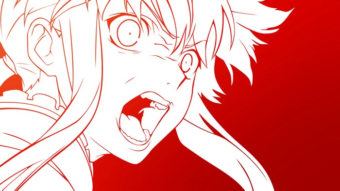 Gasai Yuno from Mirai Nikki screaming
