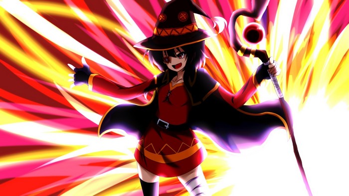 Megumin from KonoSuba casting a spell